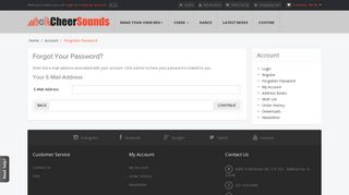 Forgot Your Password? - CheerSounds
