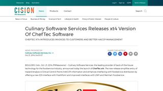 Culinary Software Services Releases xt4 Version Of ChefTec Software
