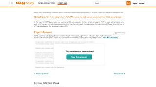 Q. For Login To VULMS You Need Your Username (ID) - Chegg