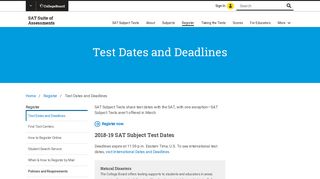 SAT Subject Tests – Test Dates and Deadlines – The College Board
