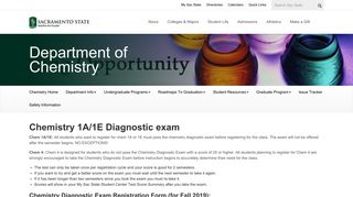 Chemistry Diagnostic Exam Sign-up - Sac State