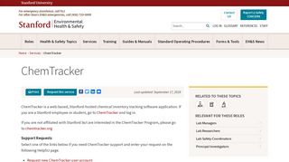 ChemTracker – Stanford Environmental Health & Safety