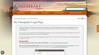 My Chesapeake Login Page - City of Chesapeake, Virginia