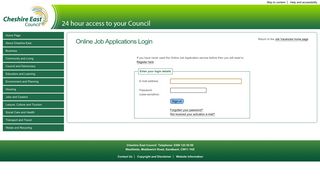 Online Job Applications Login - Cheshire East Council