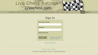 Login - Live Chess Ratings