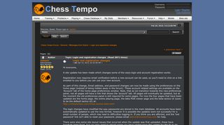 Login and registration changes - Chess Tempo