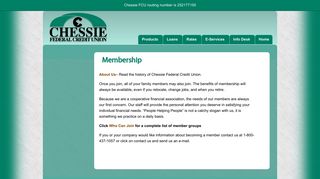 Membership - Chessie Federal Credit Union