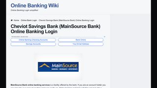 Cheviot Savings Bank (MainSource Bank) Online Banking Login