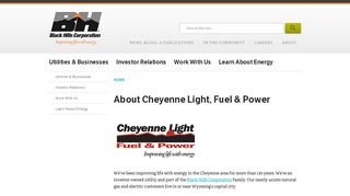 About Cheyenne Light, Fuel & Power | Black Hills Corporation