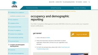 CHFA: WCMS – Occupancy and Demographic Reporting