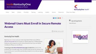 Webmail Users Must Enroll in Secure Remote Access | Kentucky One ...