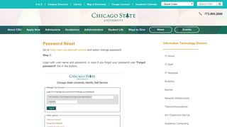 Password Reset - Chicago State University