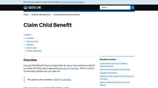 Claim Child Benefit - GOV.UK
