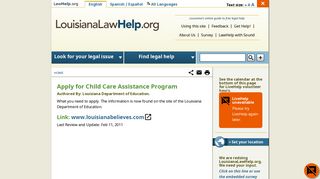 Apply for Child Care Assistance Program | LouisianaLawHelp.org ...