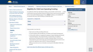 Eligibility for Child Care Operating Funding - Province of British ...