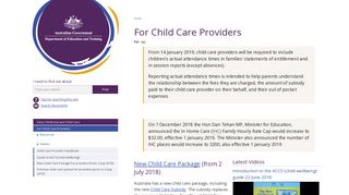 For Child Care Providers | Department of Education and Training