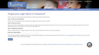 Forgot your Login Name or Password? - Child Development Training ...