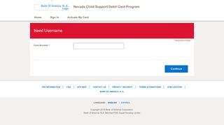 Nevada Child Support Debit Card Program - Need Username