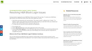 Login Issues | H&R Block