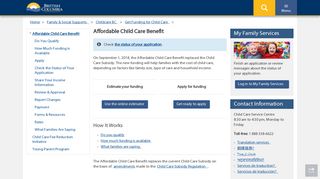 Affordable Child Care Benefit - Province of ... - Government of B.C.