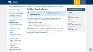 Child Care Operating Funding - Province of British ... - Government of BC