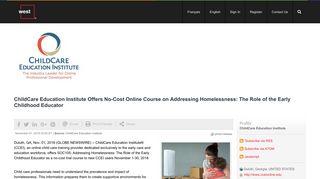 ChildCare Education Institute Offers No-Cost Online ... - Globe Newswire