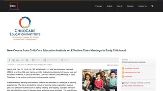 New Course from ChildCare Education Institute on Effective Class ...
