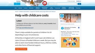 Help with childcare costs – East Sussex County Council