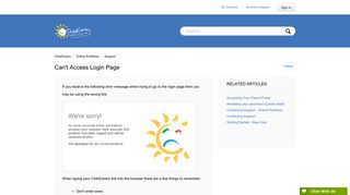 Can't Access Login Page – ChildCarers