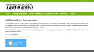 ChildCarers Online Documentation – Trinity