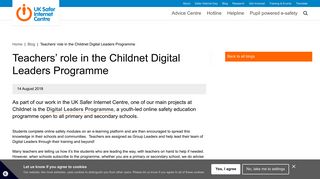 Teachers' role in the Childnet Digital Leaders Programme | Safer ...