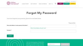 Lost or Forgotten Password | Children International | My Account
