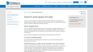 Search and Apply for Jobs | Children's Hospital of Wisconsin