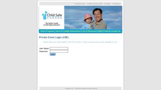 Private Event Login (CBE) - Child Safe Canada