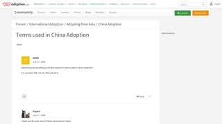 Terms used in China Adoption » Adoption Community
