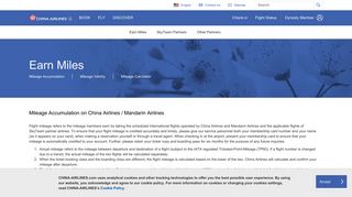 Earn Miles | China Airlines