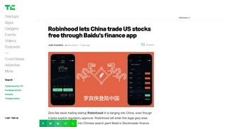 Robinhood lets China trade US stocks free through Baidu's finance ...