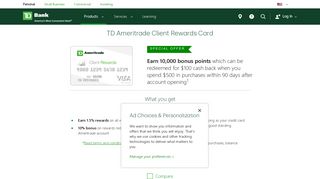 No Fee Cash Back Credit Card With Chip | TD Ameritrade Client ...