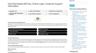 Chit Chat Mobile Bill Pay, Online Login, Customer Support Information
