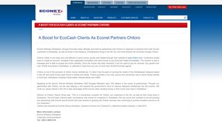 A Boost for EcoCash Clients As Econet Partners Chitoro | Econet ...