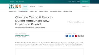 Choctaw Casino & Resort - Durant Announces New Expansion Project