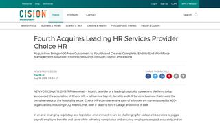 Fourth Acquires Leading HR Services Provider Choice HR
