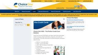 Visa Credit Card Rates in PA | Choice One Credit ... - Choice One FCU
