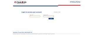 EPolicy-Login page - Chola MS