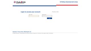 EPolicy-Login page - Chola MS General Insurance
