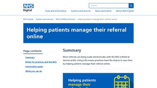 Helping patients manage their referral online - NHS Digital