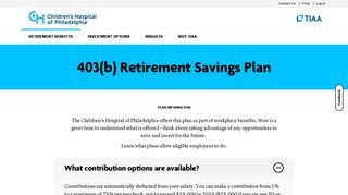 The Children's Hospital of Philadelphia | Retirement Benefits - TIAA