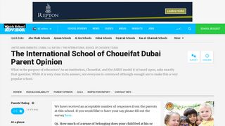 The International School of Choueifat Dubai Parent Opinion ...