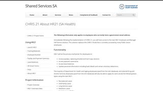 CHRIS 21 About HR21 (SA Health) | Shared Services SA