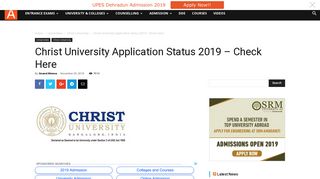 Christ University Application Status 2019 - Check Here | AglaSem ...